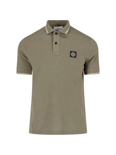 Stone Island Logo Polo In Green