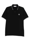 Stone Island Logo Embroidered Polo Shirt In Black