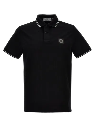 Stone Island Logo Polo Shirt In Black