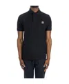 Stone Island Black Piquet Polo Shirt In Black