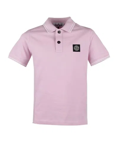 Stone Island Logo Polo Shirt In Pink