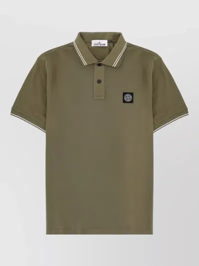Stone Island Logo Polo Shirt Short Sleeve Design In Green