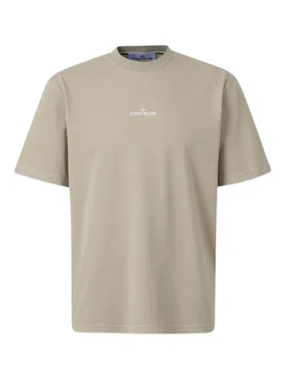 Stone Island Logo-print Circular-logo T-shirt In White