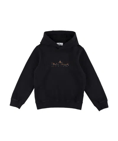 Stone Island Logo-print Cotton Hoodie In Black