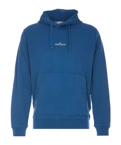 Stone Island Logo-print Cotton Hoodie In Blue
