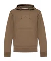 Stone Island Logo Printed Drawstring Hoodie In Brown