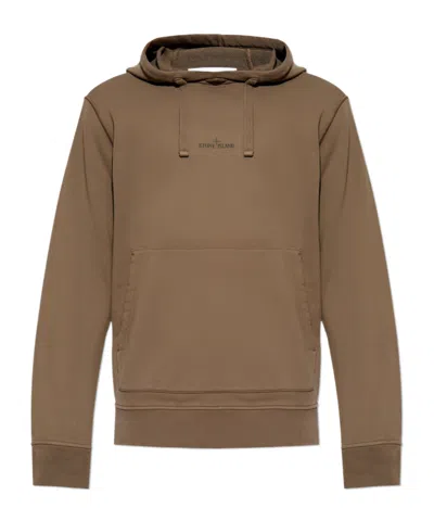 STONE ISLAND LOGO-PRINT COTTON HOODIE