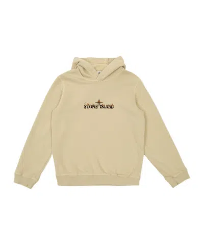 Stone Island Logo-print Cotton Hoodie In White