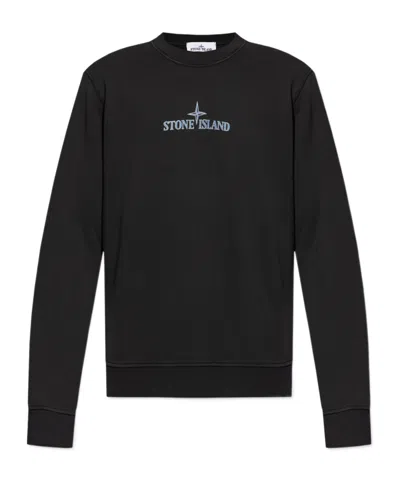 STONE ISLAND LOGO-PRINT COTTON SWEATSHIRT