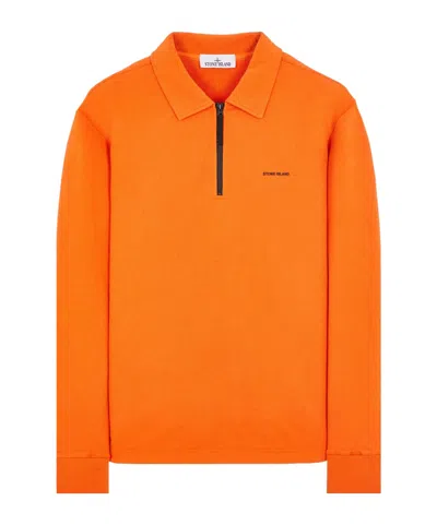Stone Island Logo-print Cotton Sweatshirt In Orange
