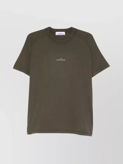 Stone Island Logo Print Cotton T-shirt In Green