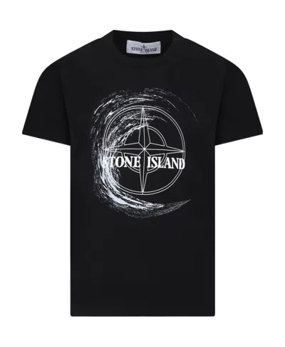 Stone Island Logo-print Cotton T-shirt In Black