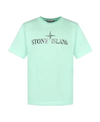 Stone Island Logo-print Cotton T-shirt In Blue