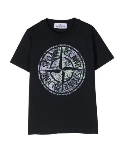 Stone Island Logo-print Cotton T-shirt In Blue