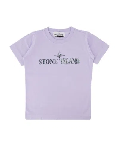 Stone Island Logo-print Cotton T-shirt In Purple