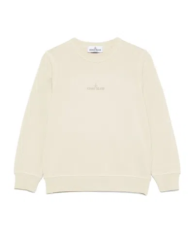Stone Island Kids' Logo-print Crew-neck Sweatshirt In Nude