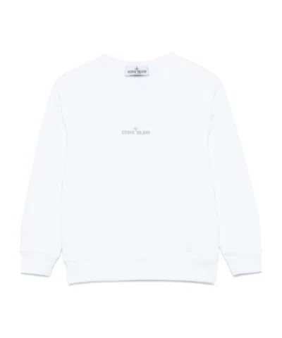 Stone Island Logo-print Crew-neck Sweatshirt In White