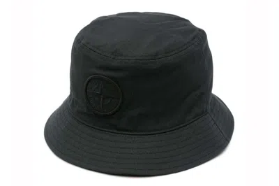 Pre-owned Stone Island Logo Print Fisherman Hat Black