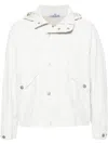 Stone Island White Jacket With Buttons And Hood In White
