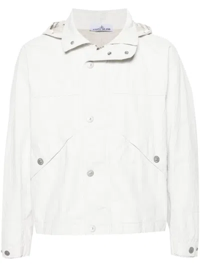 Stone Island Logo-print Hooded Jacket In White