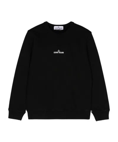 Stone Island Logo-print Organic-cotton Sweatshirt In Black