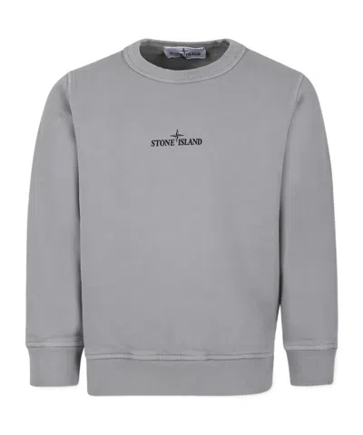 Stone Island Logo-print Organic-cotton Sweatshirt In Gray