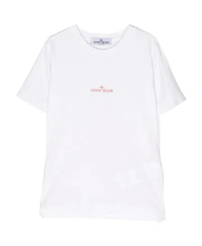 Stone Island Logo Print Short-sleeve T-shirt In White