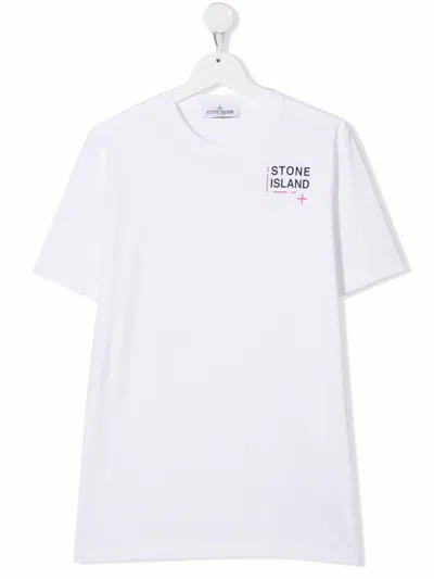 Stone Island Logo-print Short-sleeved T-shirt In White