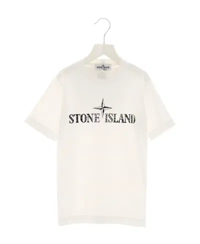 Stone Island Logo-print Short-sleeved T-shirt In White