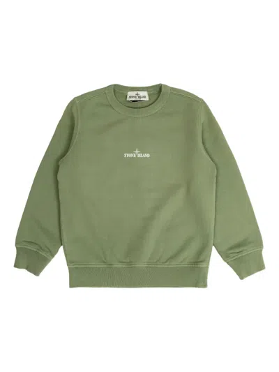 Stone Island Kids' Logo-print Sweatshirt In Green