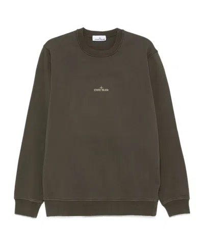 Stone Island Logo-print Sweatshirt In Green