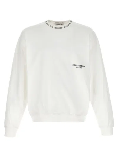 Stone Island Logo Print Sweatshirt White