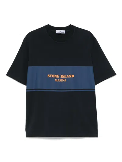 Stone Island Logo-print T-shirt In Blue