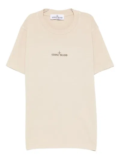 Stone Island Logo-print T-shirt In Brown
