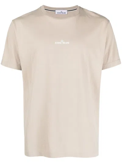 Stone Island Logo-print T-shirt In Neutrals