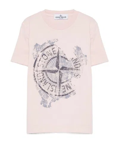 Stone Island Logo-print T-shirt In Pink