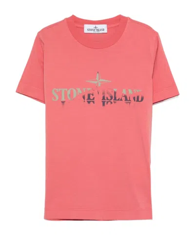 Stone Island Logo-print T-shirt In Pink