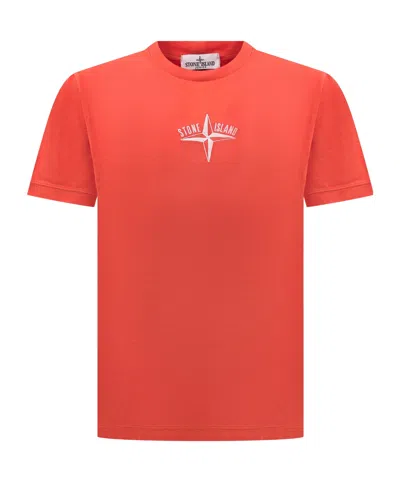 Stone Island Logo-print T-shirt In Red