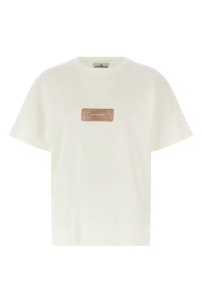 Stone Island Raw Beauty Recycled Cotton Archive Print T-shirt In White