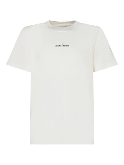 Stone Island Kids' Logo-print T-shirt In White