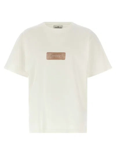 Stone Island Raw Beauty Recycled Cotton Archive Print T-shirt In White