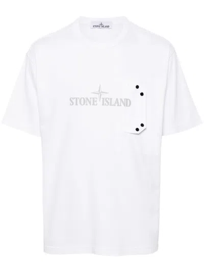 Stone Island Logo-print T-shirt In Weiss