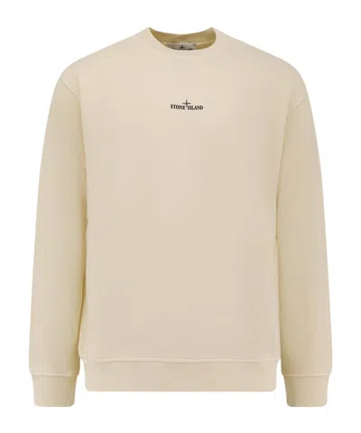 Stone Island Logo Printed Crewneck Sweatshirt In Neutral