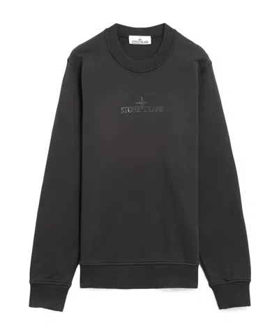 Stone Island Logo Printed Crewneck Sweatshirt In Gray