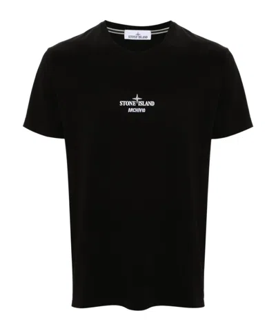 STONE ISLAND STONE ISLAND LOGO PRINTED CREWNECK T-SHIRT