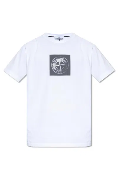 Stone Island Logo-printed T-shirt In Bianco