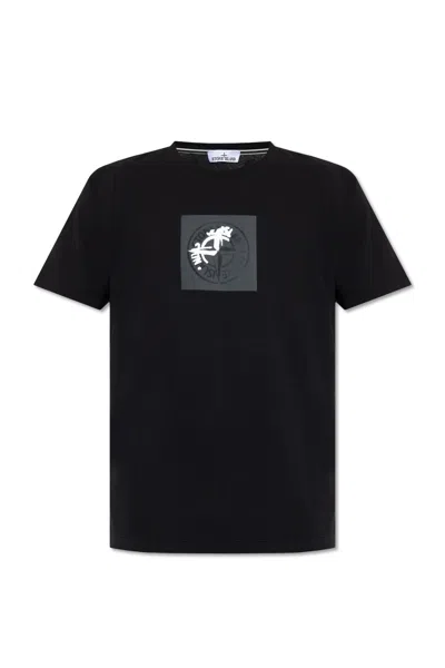 Stone Island Logo-printed T-shirt In Black
