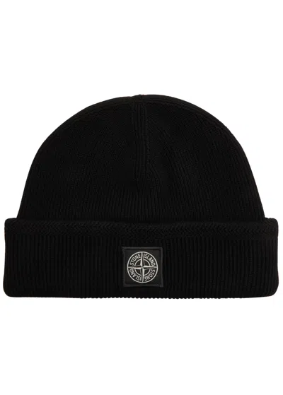 STONE ISLAND STONE ISLAND LOGO RIBBED COTTON BEANIE