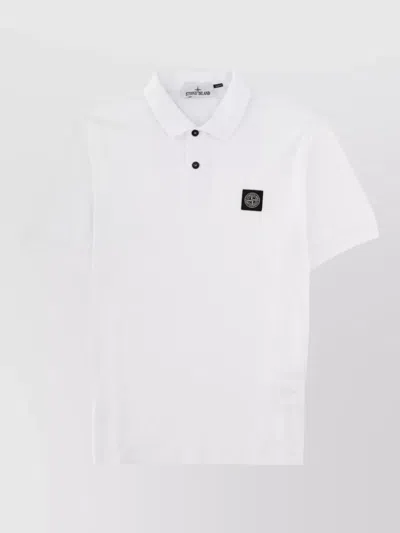 Stone Island Logo-embellished Cotton Polo In White