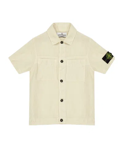 Stone Island Babies' Logo Short Sleeve Shirt In Yellow
